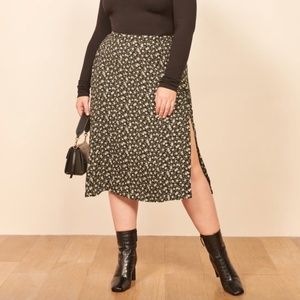 Reformation Jaime Side Slit Skirt in Cherie